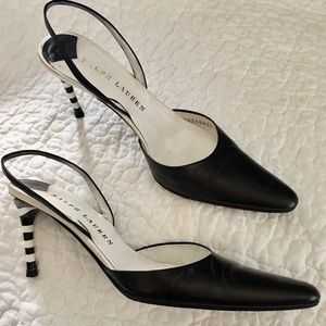 Ralph Lauren Black and White Slingbacks